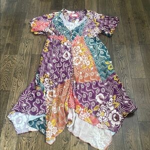 Anthropologie Purple and Yellow Floral Maxi Dress